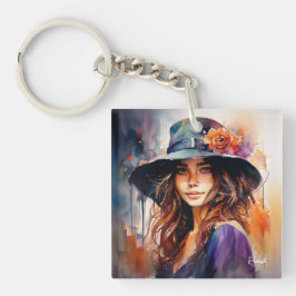 Kvinna i Hat: Porträtt i Vibrant Grace