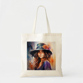 Kvinna i Hat: Porträtt i Vibrant Grace Tygkasse