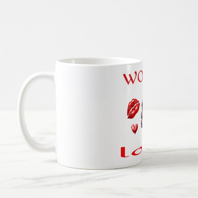  "Kvinna i kärlek" - Alla hjärtans dags-konst Kaffemugg (Vänster)