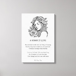 kvinna i kärlek dikt, svart och vit ros väggkonst canvastryck