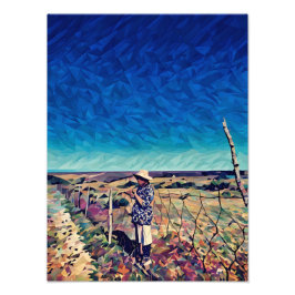 Kvinna i konstnärligt liggande med Blå himmel Fototryck