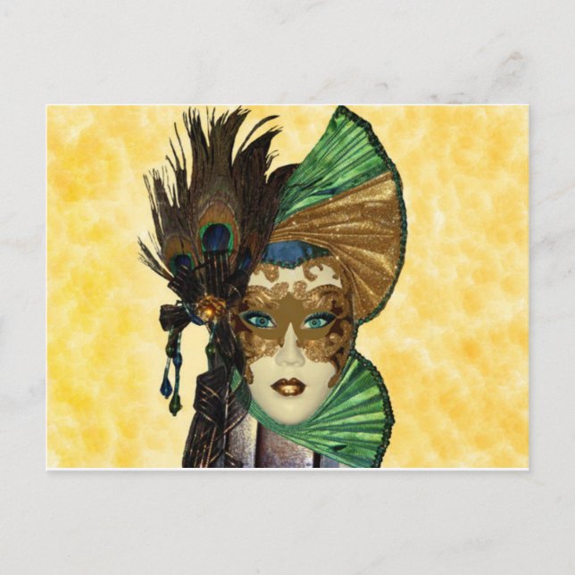 Kvinna i Masqueraart Vykort (Framsida)