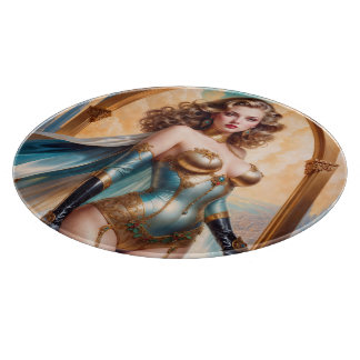 Kvinna i opulent turkos-Attire i Guld från Xzendor