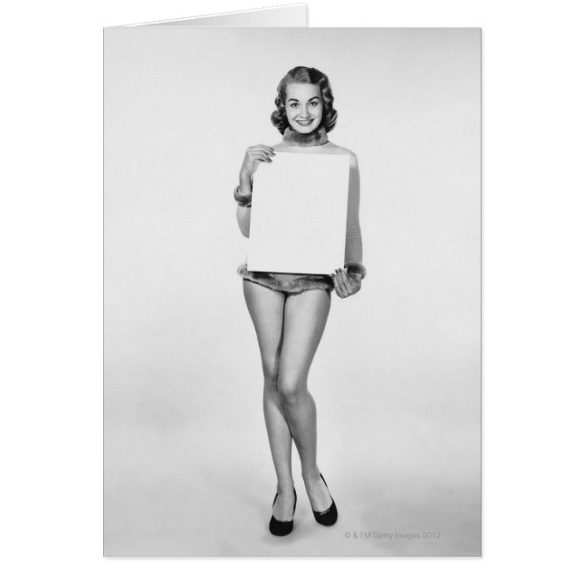 Kvinna i päls hälsningskort (Framsidan)