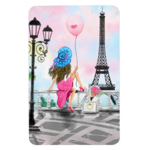 Kvinna i Paris Eiffel Torn Magnet Gift