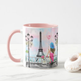 Kvinna i Paris Eiffel Torn Mugg