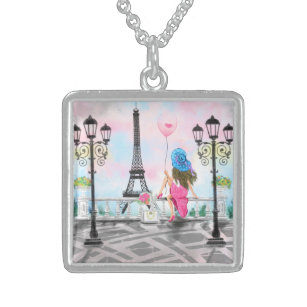 Kvinna i Paris Eiffel Torn Necklace Gift Sterling Silver Halsband