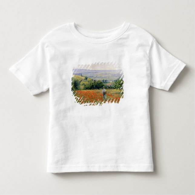 Kvinna i Poppy Fält T Shirt (Framsida)
