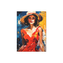 Kvinna i Red Cocktail Dress