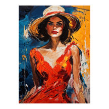 Kvinna i Red Cocktail Dress