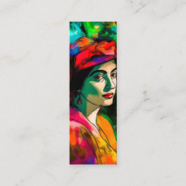 Kvinna i Red Hat Bookmark Mini Visitkort