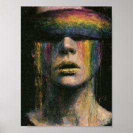 Kvinna i regnbågblindfold poster