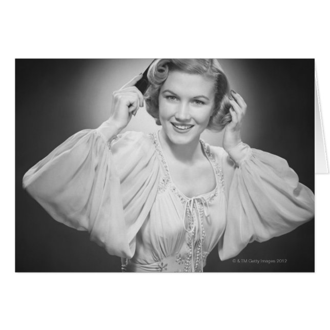 Kvinna i resväg 2 hälsningskort (Framsidan Horizontal)