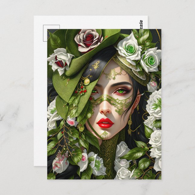 Kvinna i ro, Postcross Vykort (Fram/baksida)