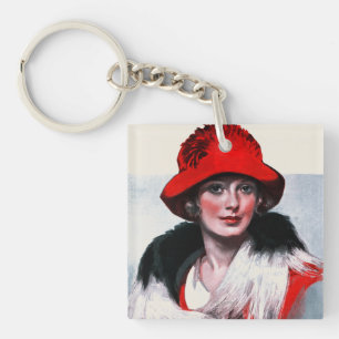 Kvinna i röd hatt