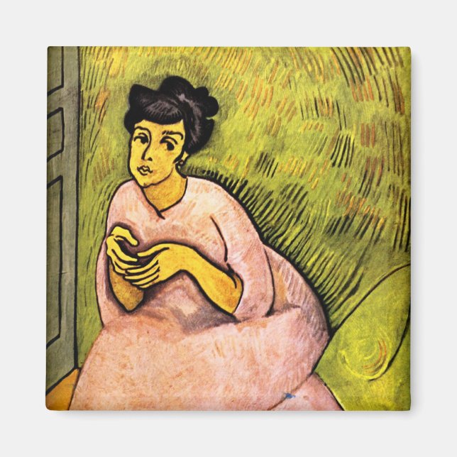 Kvinna i Rosa (Elegant Dam) (Female Porträtt) kons Magnet (Framsidan)