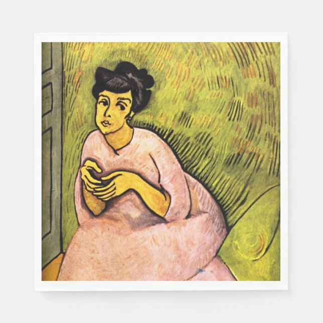 Kvinna i Rosa (Elegant Dam) (Female Porträtt) kons Pappersservett (Framsidan)