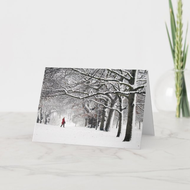 Kvinna i rött lag helgkort (Framsida)