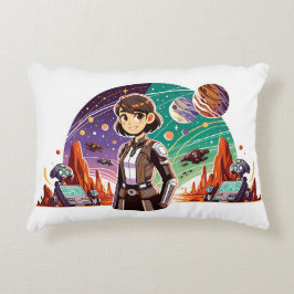 Kvinna i rymduniform prydnadskudde