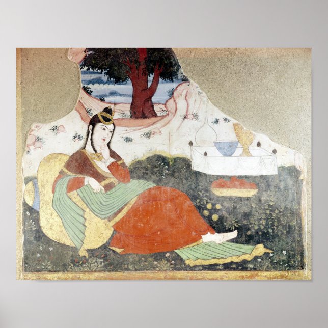 Kvinna i Shah Abbas I Garden Poster (Framsidan)