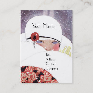 KVINNA I SNÖ, VINTER BEAUTY MODE MONOGRAM VISITKORT