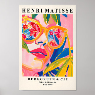 Kvinna i solglasögon, sommartropisk Poster, Rosa Poster