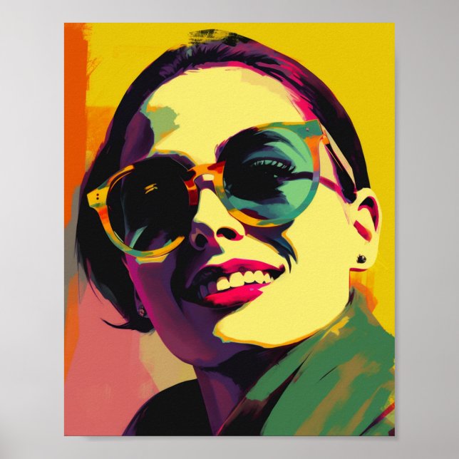Kvinna i solglassoppkonst poster (Framsidan)