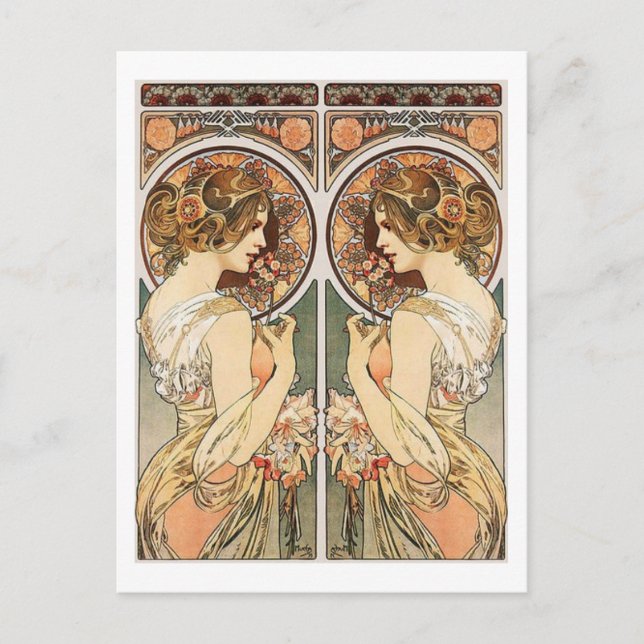 Kvinna i Spegel Vykort (Framsida)