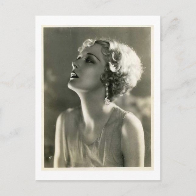 Kvinna i vintageporträtt vykort (Framsida)