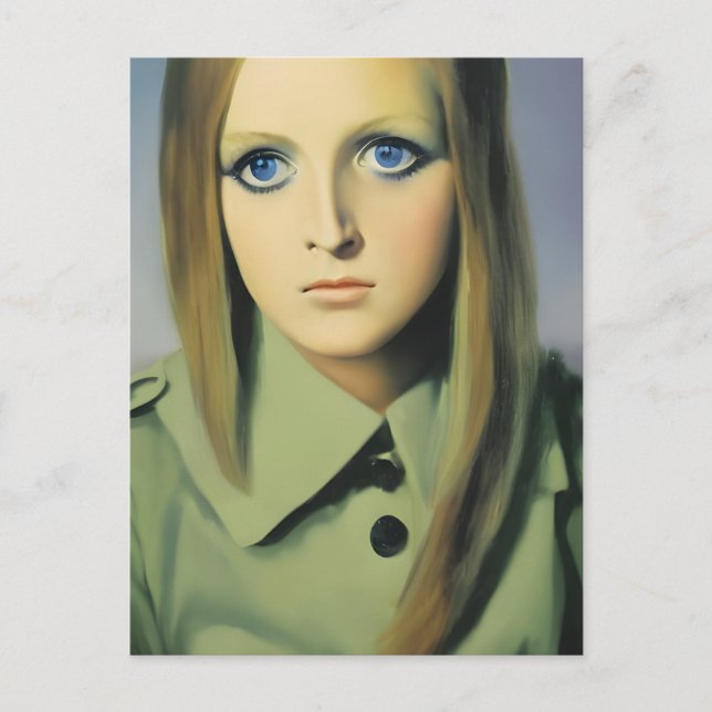 Kvinna i vintageporträtt  vykort (Framsida)