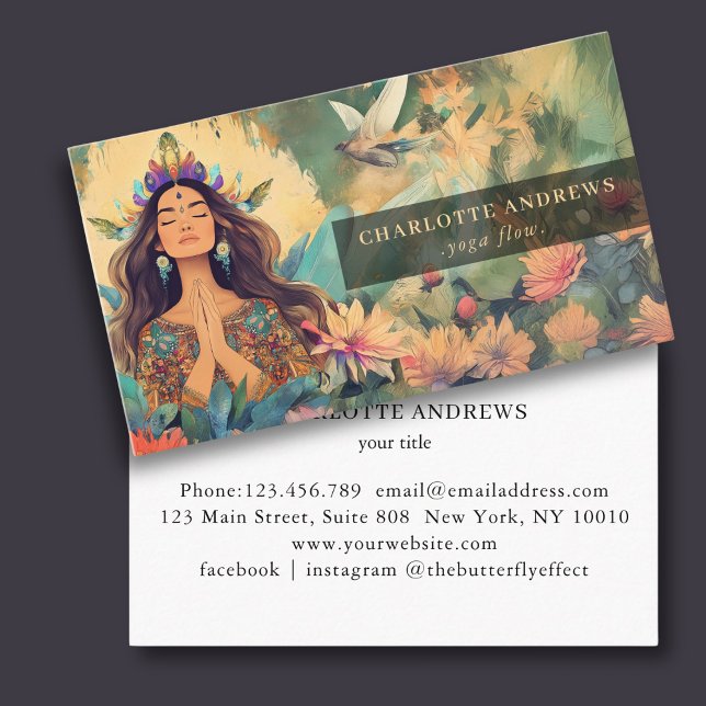 Kvinna Illustration Energi Helare Reiki Andlig  Visitkort (Woman Illustration Energy Healer Reiki Spirituel Business Card)