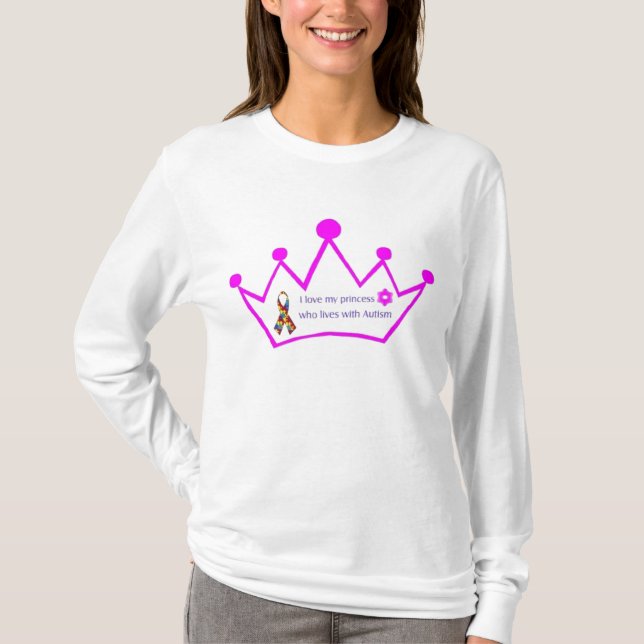Kvinna jag älskar min hoodie för princessen Autism Tee (Framsida)