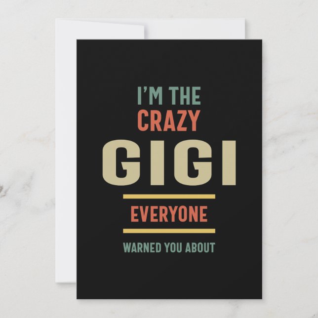 Kvinna jag är Crazy Gigi Alla farmor Gift Inbjudningar (Framsida)