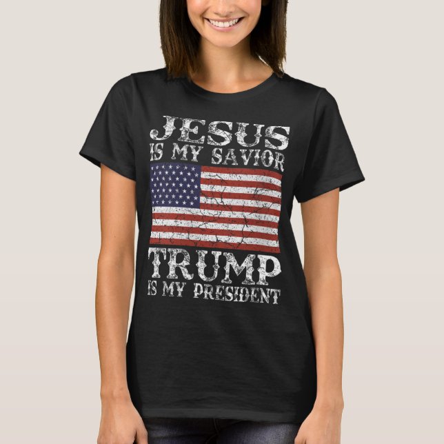 Kvinna Jesus är min själ-trump min president 20 T Shirt (Framsida)