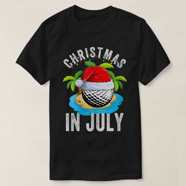Kvinna jul i juli Golf Boll Santa Hat Summ T Shirt (Design framsida)