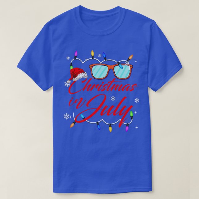 Kvinna jul i juli, Santa Hat Sunglasses Summ T Shirt (Design framsida)