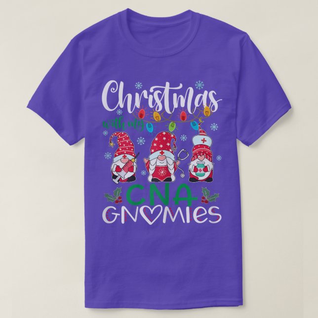 Kvinna jul med min CNA Gnomies Nurse Stethos T Shirt (Design framsida)