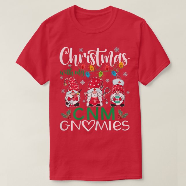 Kvinna jul med min CNM Gnomies Nurse Stethos T Shirt (Design framsida)