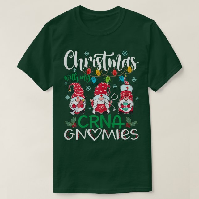 Kvinna jul med min CRNA Gnomies Nurse Stetho T Shirt (Design framsida)