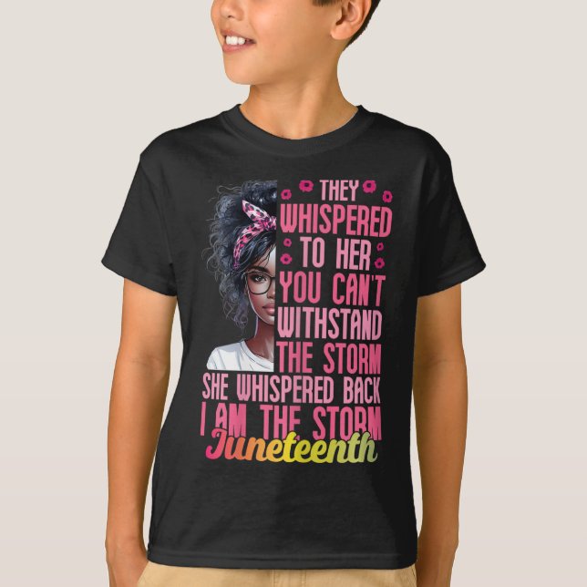 Kvinna Junetelfte jag är Storm Black Women Junet T Shirt (Framsida)