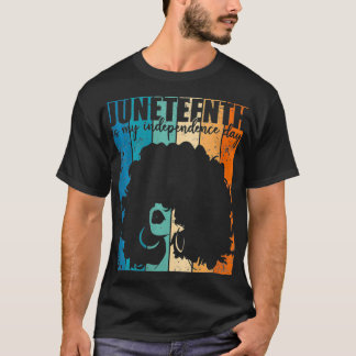 Kvinna Junetelfte min Independence day Retro Afro T Shirt