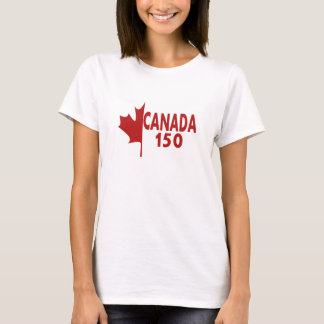 Kvinna Kanada 150 T-tröja (vit på rött) Tee Shirt