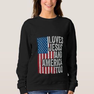 Kvinna Kärlek Jesus och USA Flagga Gud Chr T Shirt