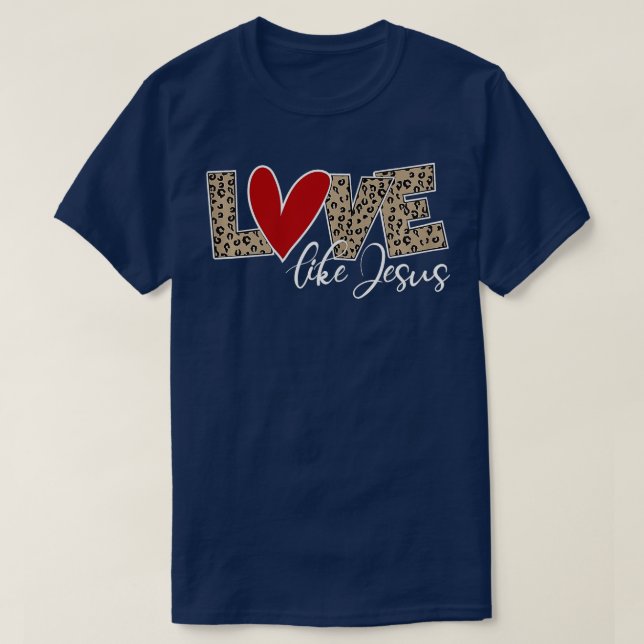 Kvinna Kärlek som Jesus Leopard Skriv ut T Shirt (Design framsida)