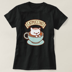 Kvinna kattT-tröja - "CATPUCCINO ", T Shirt