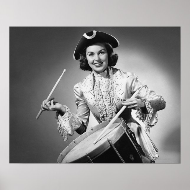 Kvinna klädd som trumma från Amerika Poster (Framsidan)