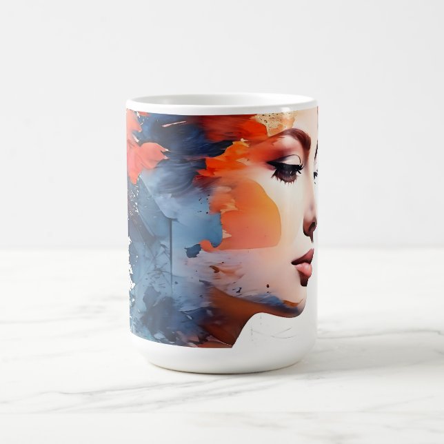 Kvinna konst för exponering av dubbla kaffemugg (Center)