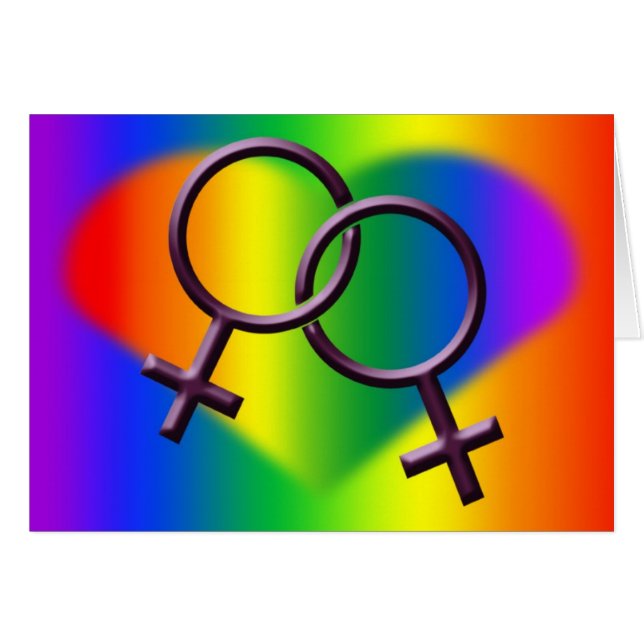 Kvinna kort för kärlek för regnbåge för gay (Framsidan Horizontal)