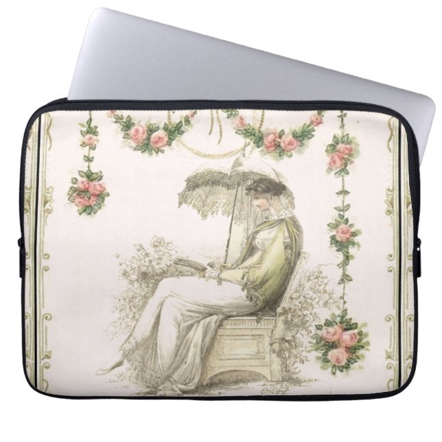 Kvinna-läsning Laptop Fodral (Framsidan)