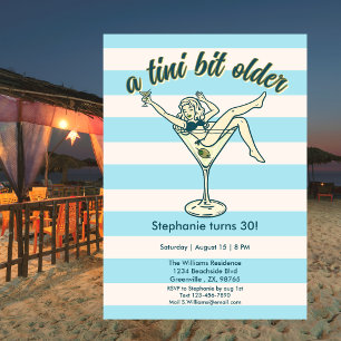 Kvinna Lite Äldre Martini Retro 30-årsdag Inbjudningar